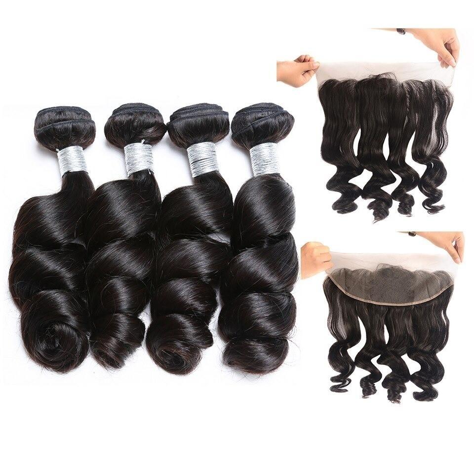 BeuMax 10A Grade 3/4 Loose Wave bundles with 13x4 Frontal - Mein ShopCerise AlfieBeuMax 10A Grade 3/4 Loose Wave bundles with 13x4 Frontal