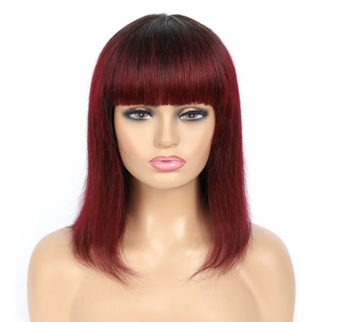 613 Brazilian 99J Burgundy Short Bob Remy Straight Human Hair Wigs Wi - Mein ShopCerise Alfie613 Brazilian 99J Burgundy Short Bob Remy Straight Human Hair Wigs Wi