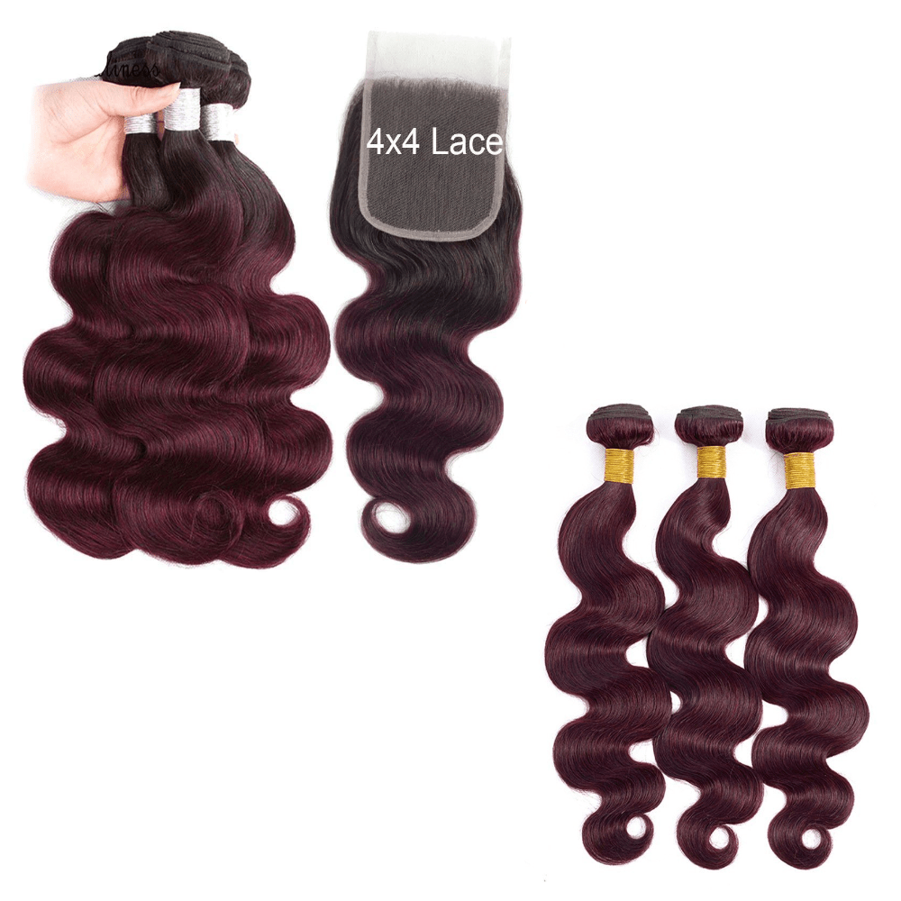 10A Grade 99J Body Wave 1B/99j BUNDLES with 4x4 CLOSURES & 13x4 FRO - Mein ShopCerise Alfie10A Grade 99J Body Wave 1B/99j BUNDLES with 4x4 CLOSURES & 13x4 FRO