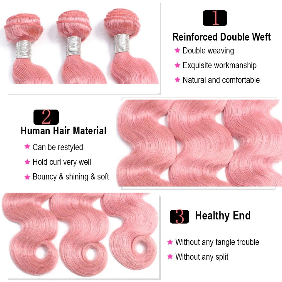 Pink 10A Grade 1B/Pink Straight 3/4 BUNDLES with CLOSURES & FRONTALS - Mein ShopCerise AlfiePink 10A Grade 1B/Pink Straight 3/4 BUNDLES with CLOSURES & FRONTALS