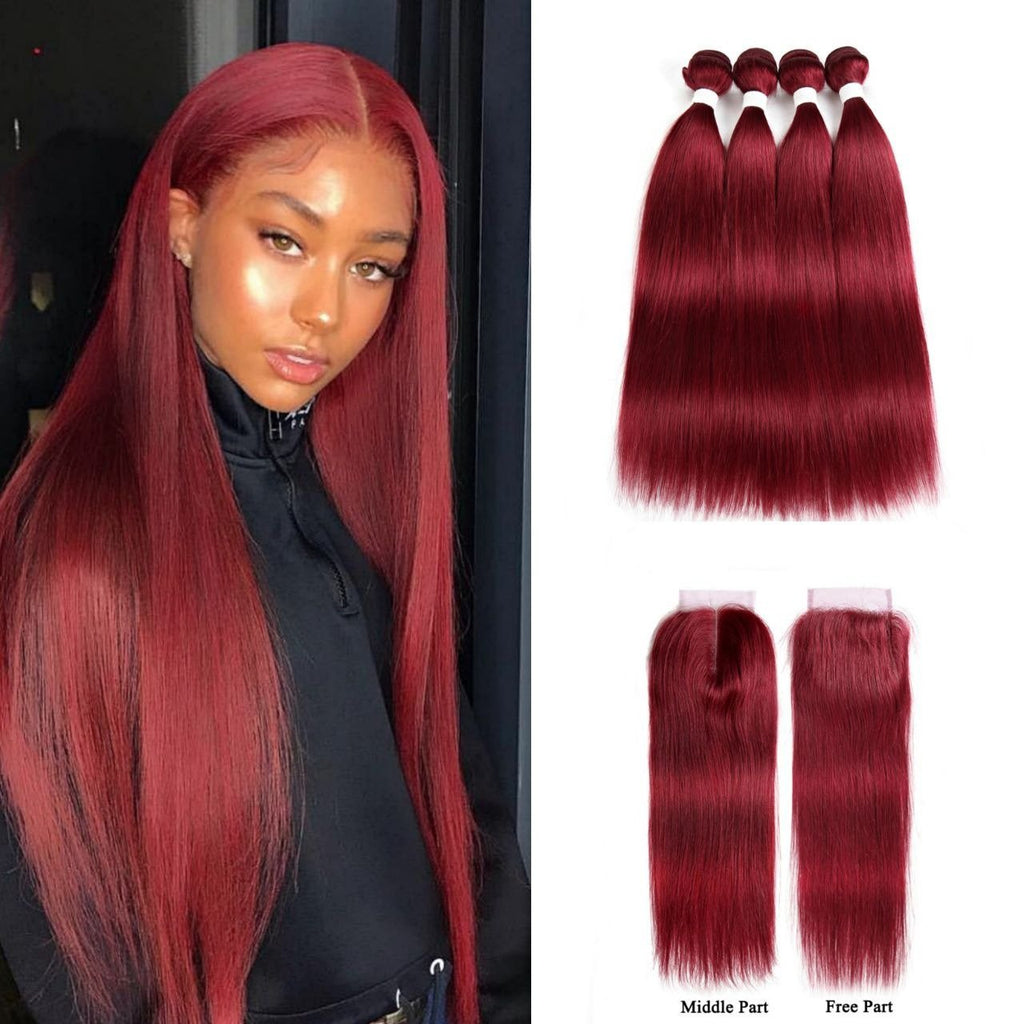 Burgundy 10A Grade 3/4 Straight 1B/Burgundy BUNDLES with CLOSURES & F - Mein ShopCerise AlfieBurgundy 10A Grade 3/4 Straight 1B/Burgundy BUNDLES with CLOSURES & F