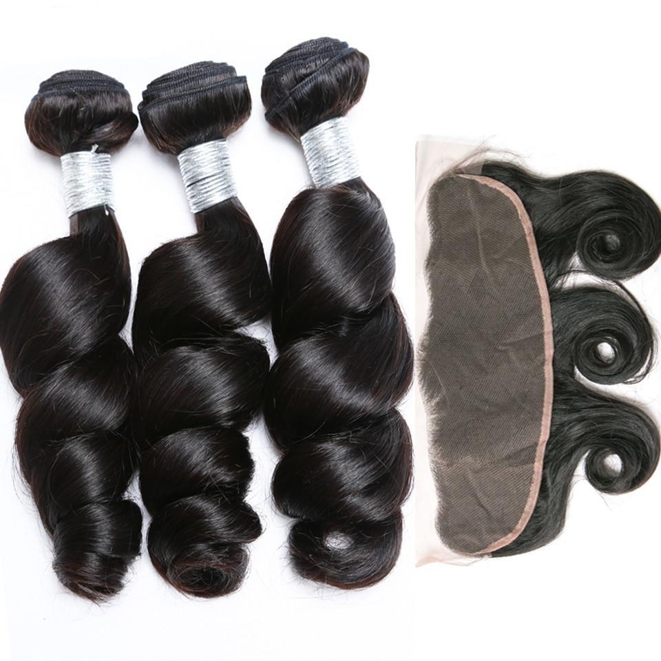 BeuMax 10A Grade 3/4 Loose Wave bundles with 13x4 Frontal - Mein ShopCerise AlfieBeuMax 10A Grade 3/4 Loose Wave bundles with 13x4 Frontal