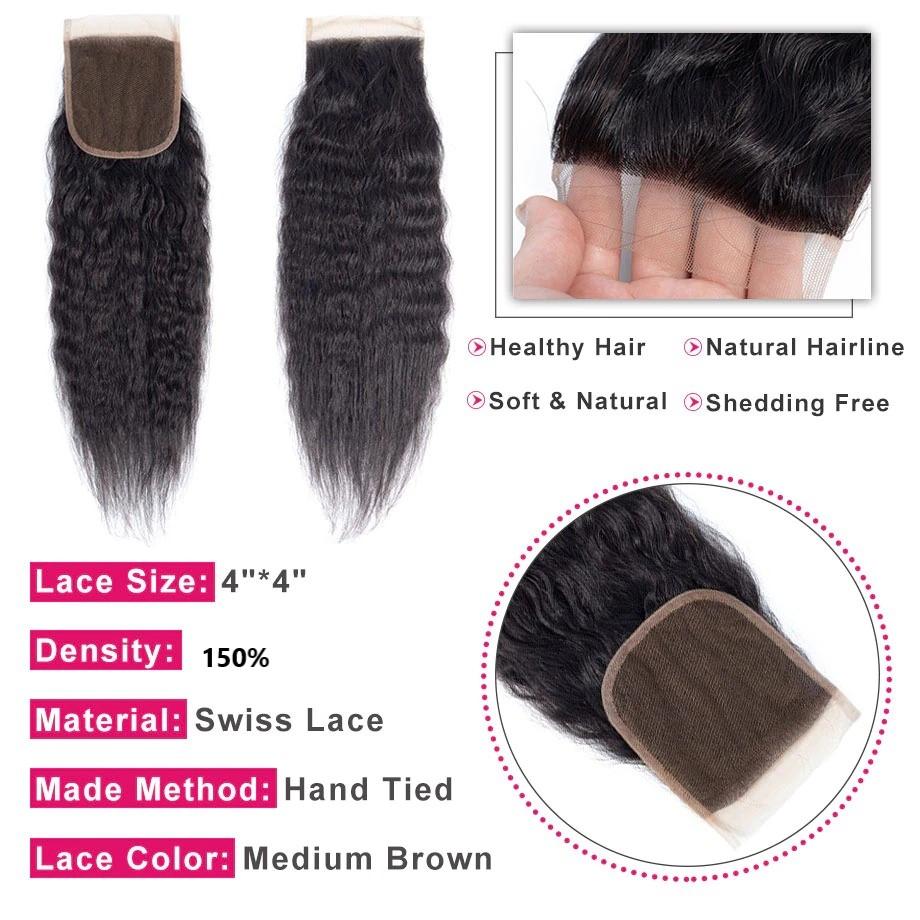 10A Grade Kinky Straight 4x4 Brazilian 5x5 Lace 6x6 Closure Remy Human - Mein ShopCerise Alfie10A Grade Kinky Straight 4x4 Brazilian 5x5 Lace 6x6 Closure Remy Human