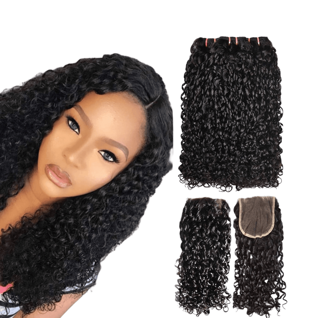 10A Grade Brazilian Pissy Curly Fumi Human Hair 3/4 Bundles With 4x4 - Mein ShopCerise Alfie10A Grade Brazilian Pissy Curly Fumi Human Hair 3/4 Bundles With 4x4