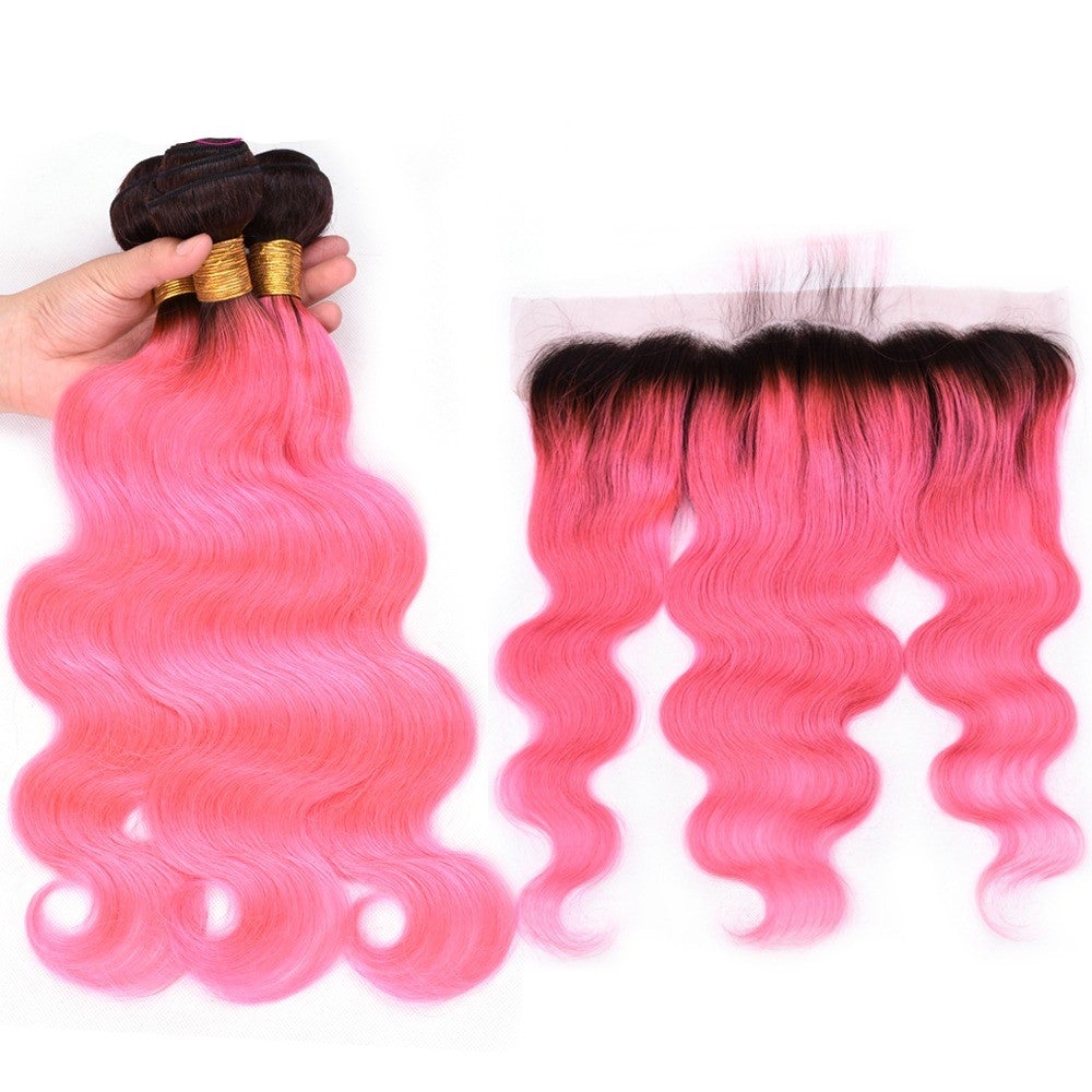 Pink 10A Grade 1B/Pink Brazilian Body Wave 3/4 BUNDLES with CLOSURES - Mein ShopCerise AlfiePink 10A Grade 1B/Pink Brazilian Body Wave 3/4 BUNDLES with CLOSURES