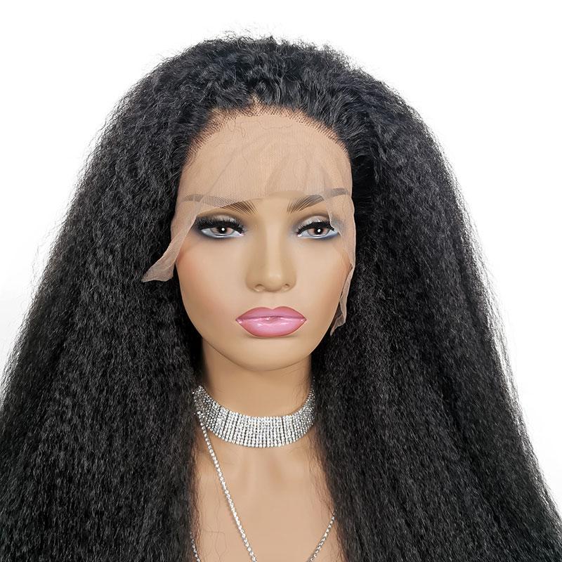 13x4 HD Transparent Lace Frontal Kinky Straight Human Hair Wigs 200% D - Mein ShopCerise Alfie13x4 HD Transparent Lace Frontal Kinky Straight Human Hair Wigs 200% D