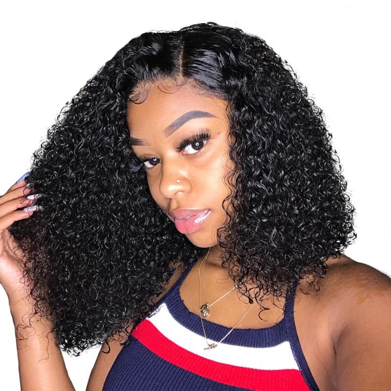 180% Density Jerry Curl 4x4 Short Bob 13x4 Lace Front Human Hair Wig - Mein ShopCerise Alfie180% Density Jerry Curl 4x4 Short Bob 13x4 Lace Front Human Hair Wig