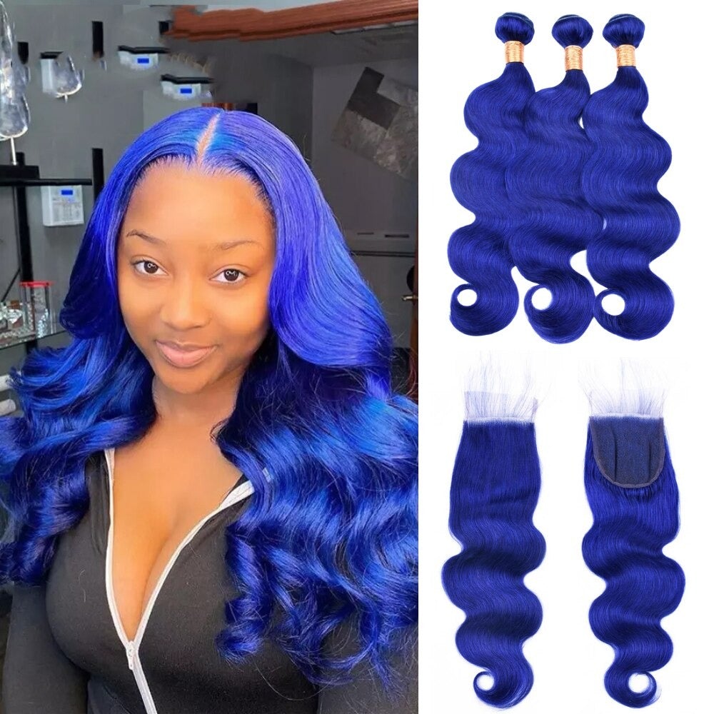 10A Grade Blue Body Wave BUNDLES with CLOSURES & FRONTALS 1B/ blue - Mein ShopCerise Alfie10A Grade Blue Body Wave BUNDLES with CLOSURES & FRONTALS 1B/ blue