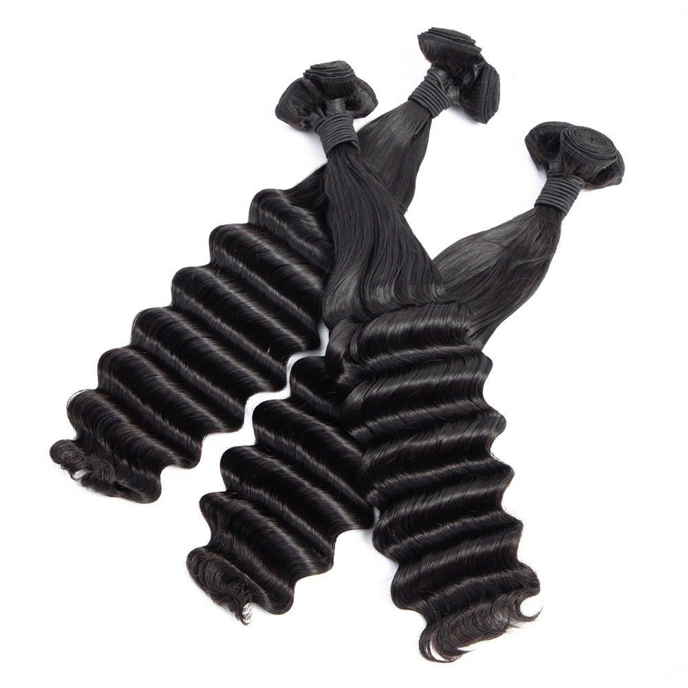 Brazilian 3/4 Fancy Deep Wavy Fumi Human Hair bundles with 4x4 Closure - Mein ShopCerise AlfieBrazilian 3/4 Fancy Deep Wavy Fumi Human Hair bundles with 4x4 Closure