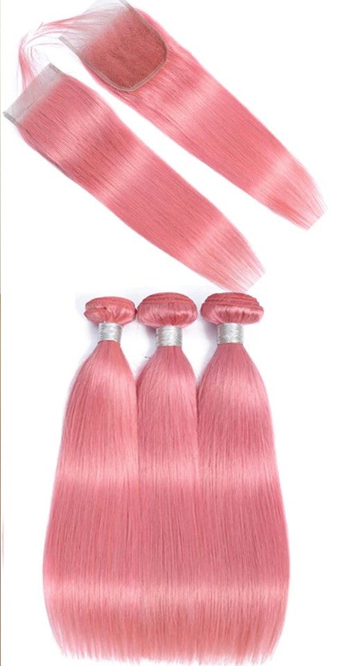 Pink 10A Grade 1B/Pink Straight 3/4 BUNDLES with CLOSURES & FRONTALS - Mein ShopCerise AlfiePink 10A Grade 1B/Pink Straight 3/4 BUNDLES with CLOSURES & FRONTALS