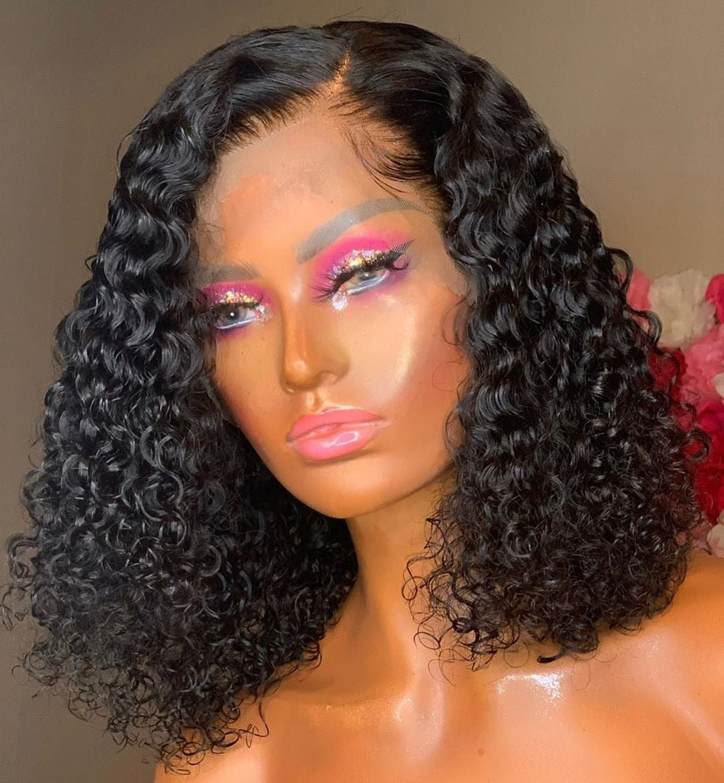180% Density Jerry Curl 4x4 Short Bob 13x4 Lace Front Human Hair Wig - Mein ShopCerise Alfie180% Density Jerry Curl 4x4 Short Bob 13x4 Lace Front Human Hair Wig