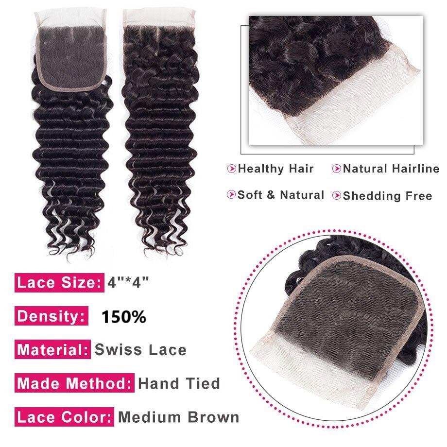 10A Grade Deep Wave 4x4 Brazilian 5x5 Lace 6x6 Closure Remy Human Hai - Mein ShopCerise Alfie10A Grade Deep Wave 4x4 Brazilian 5x5 Lace 6x6 Closure Remy Human Hai