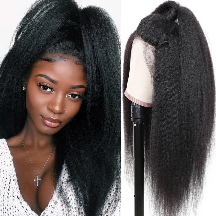 13x4 HD Transparent Lace Frontal Kinky Straight Human Hair Wigs 200% D - Mein ShopCerise Alfie13x4 HD Transparent Lace Frontal Kinky Straight Human Hair Wigs 200% D