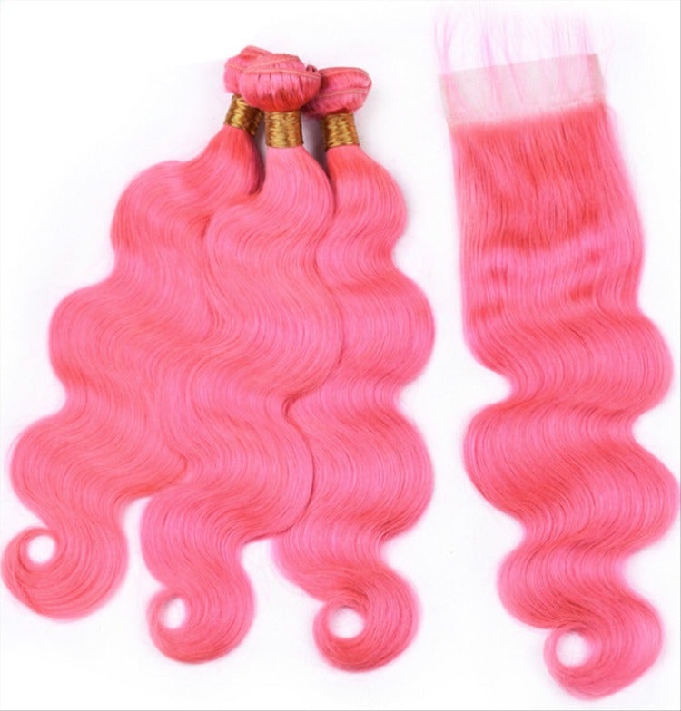 Pink 10A Grade 1B/Pink Brazilian Body Wave 3/4 BUNDLES with CLOSURES - Mein ShopCerise AlfiePink 10A Grade 1B/Pink Brazilian Body Wave 3/4 BUNDLES with CLOSURES