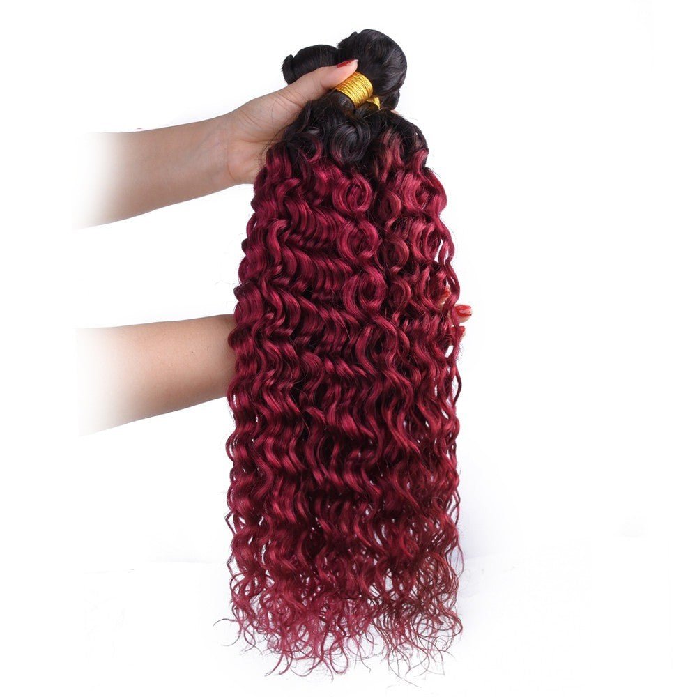 Burg 10A Grade Water Wave 1B/Burgundy BUNDLES with CLOSURES & FRONTAL - Mein ShopCerise AlfieBurg 10A Grade Water Wave 1B/Burgundy BUNDLES with CLOSURES & FRONTAL