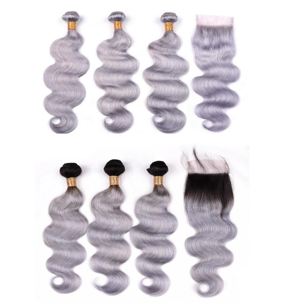 Gray 10A Grade Silver 1B/ Silver 3/4 Body Wave BUNDLES with CLOSURES - Mein ShopCerise AlfieGray 10A Grade Silver 1B/ Silver 3/4 Body Wave BUNDLES with CLOSURES