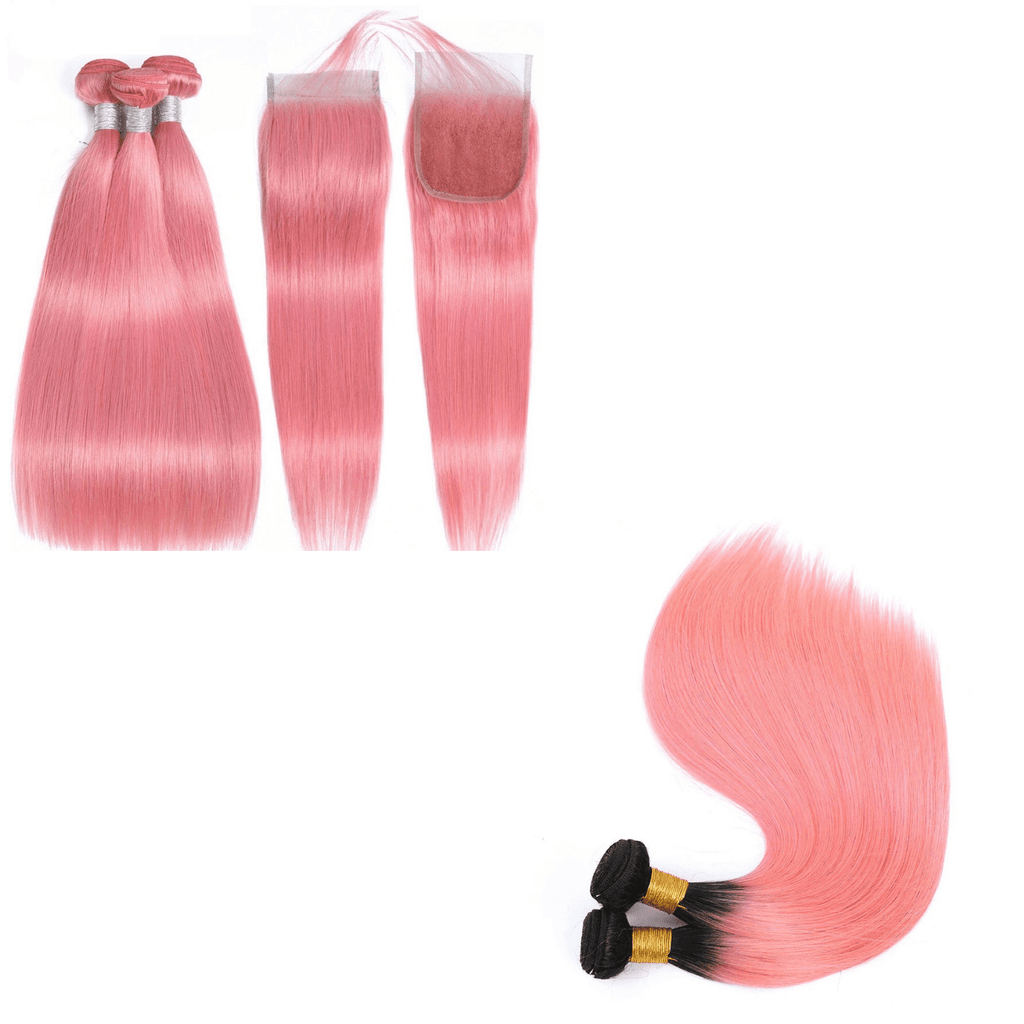 Pink 10A Grade 1B/Pink Straight 3/4 BUNDLES with CLOSURES & FRONTALS - Mein ShopCerise AlfiePink 10A Grade 1B/Pink Straight 3/4 BUNDLES with CLOSURES & FRONTALS