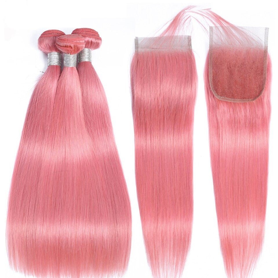Pink 10A Grade 1B/Pink Straight 3/4 BUNDLES with CLOSURES & FRONTALS - Mein ShopCerise AlfiePink 10A Grade 1B/Pink Straight 3/4 BUNDLES with CLOSURES & FRONTALS