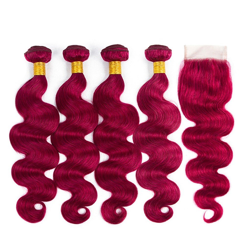 Burgundy 10A Grade Body Wave 1B/Burgundy BUNDLES with CLOSURES & FRON - Mein ShopCerise AlfieBurgundy 10A Grade Body Wave 1B/Burgundy BUNDLES with CLOSURES & FRON