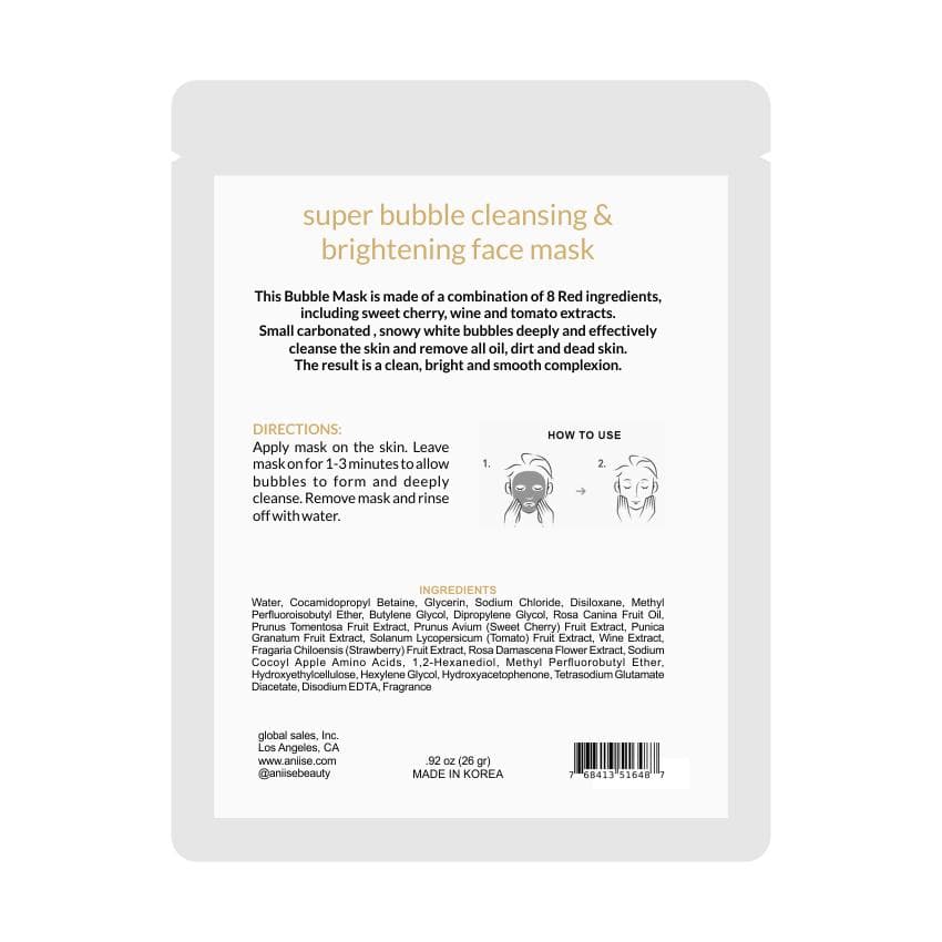 Super Bubble Cleansing and Illuminating Face sheet mask - Mein ShopAniiseSuper Bubble Cleansing and Illuminating Face sheet mask