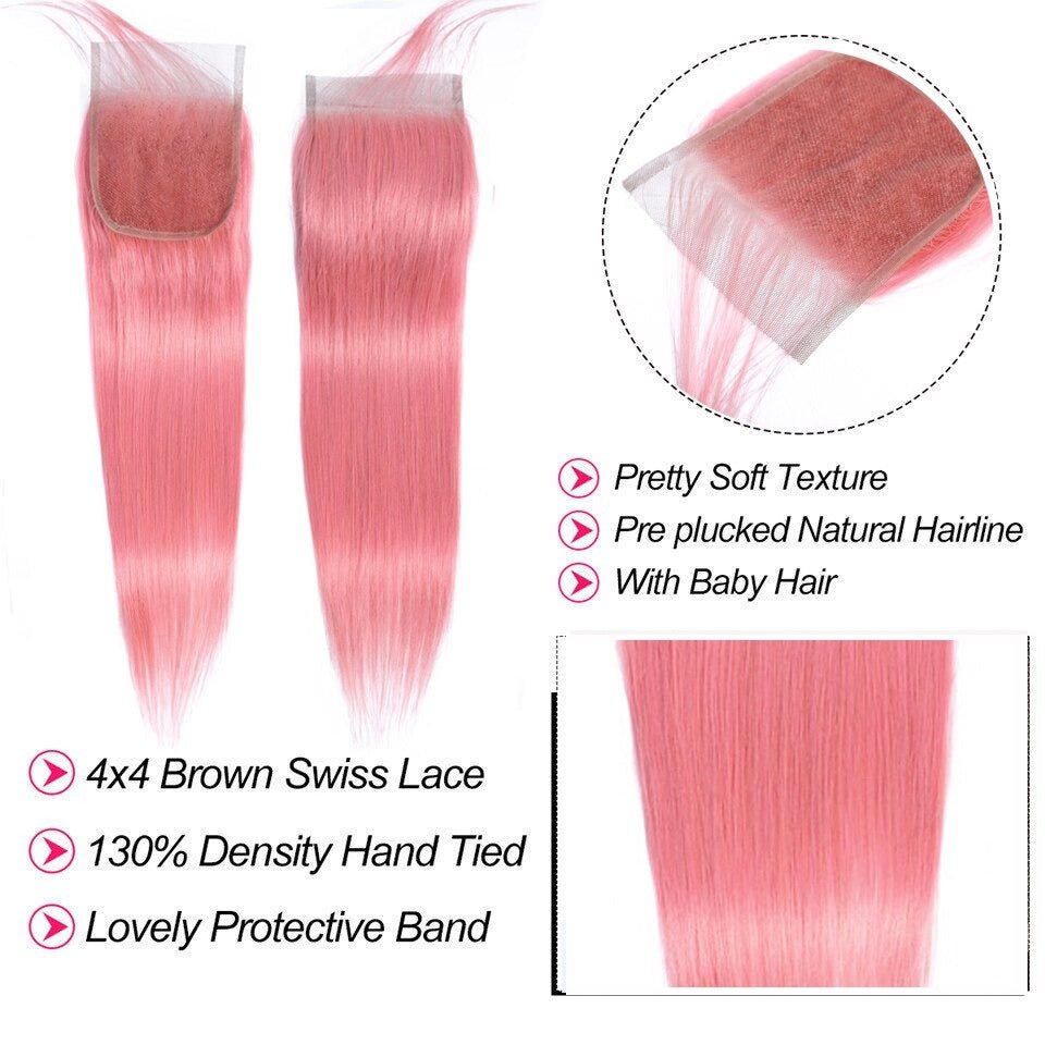 Pink 10A Grade 1B/Pink Straight 3/4 BUNDLES with CLOSURES & FRONTALS - Mein ShopCerise AlfiePink 10A Grade 1B/Pink Straight 3/4 BUNDLES with CLOSURES & FRONTALS