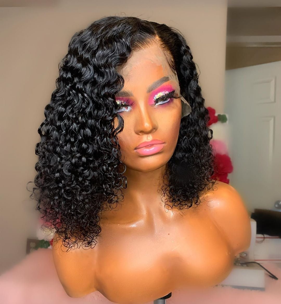 180% Density Jerry Curl 4x4 Short Bob 13x4 Lace Front Human Hair Wig - Mein ShopCerise Alfie180% Density Jerry Curl 4x4 Short Bob 13x4 Lace Front Human Hair Wig