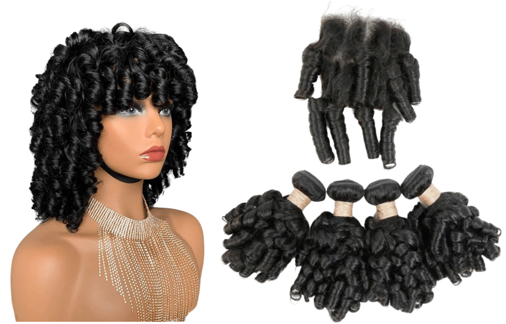 10A Grade Brazilian 3/4 Bundles Loose Bouncy Curl Human Hair bundles w - Mein ShopCerise Alfie10A Grade Brazilian 3/4 Bundles Loose Bouncy Curl Human Hair bundles w