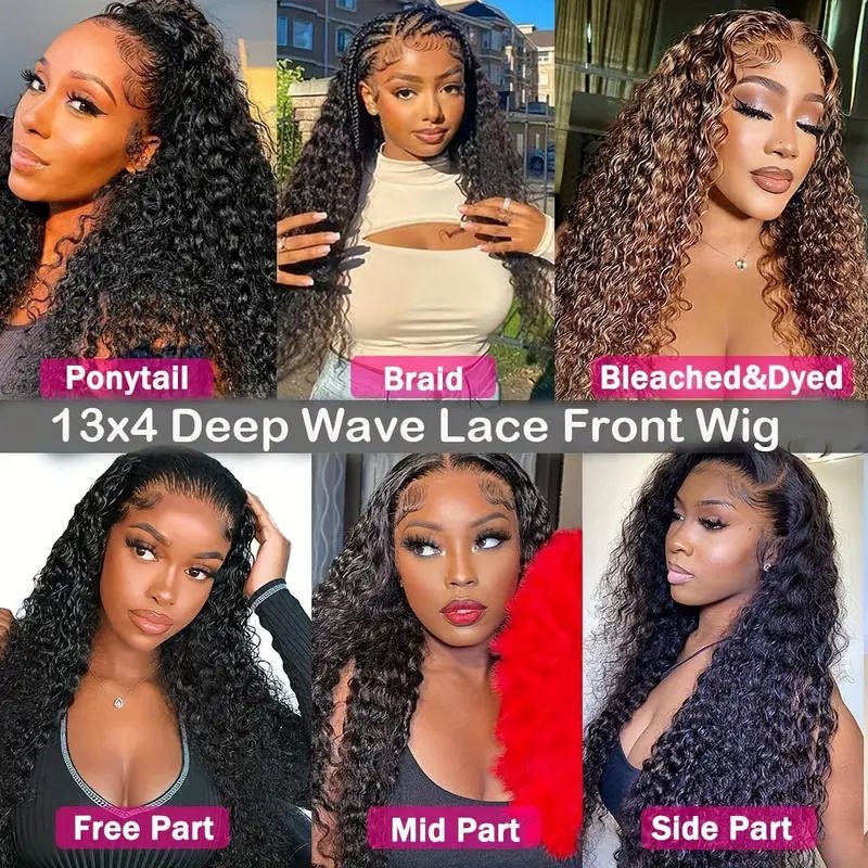 Deep Wave Lace Front Wig Human Hair Density 13x4 Loose Deep Wave HD - Mein ShopCrimson MedeaDeep Wave Lace Front Wig Human Hair Density 13x4 Loose Deep Wave HD