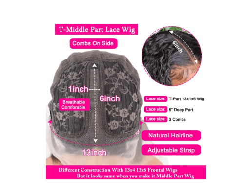 13x1x4 Deep Wave 13x1x6 T part Lace Transparent Human Hair Wigs 180% D - Mein ShopCerise Alfie13x1x4 Deep Wave 13x1x6 T part Lace Transparent Human Hair Wigs 180% D