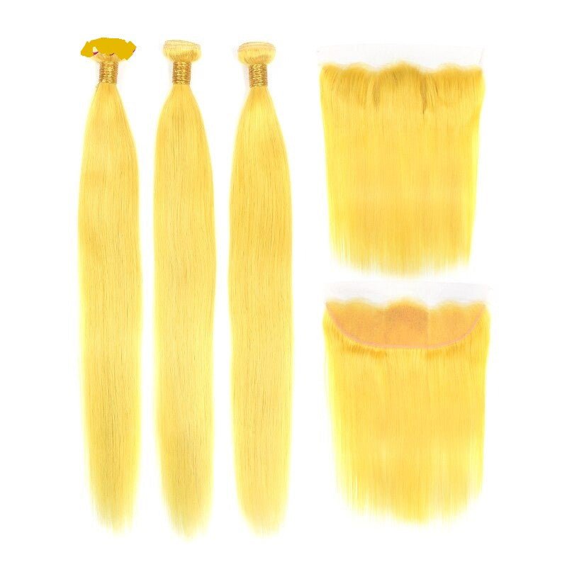 Yellow 10A Grade 1B/Yellow Straight 3/4 BUNDLES with CLOSURES & FRON - Mein ShopCerise AlfieYellow 10A Grade 1B/Yellow Straight 3/4 BUNDLES with CLOSURES & FRON