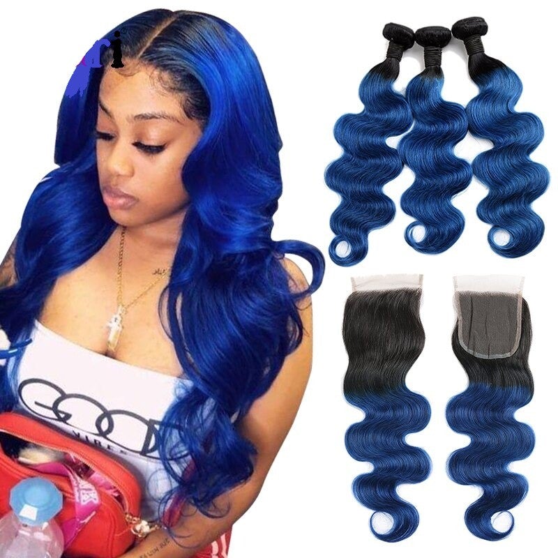 10A Grade Blue Body Wave BUNDLES with CLOSURES & FRONTALS 1B/ blue - Mein ShopCerise Alfie10A Grade Blue Body Wave BUNDLES with CLOSURES & FRONTALS 1B/ blue