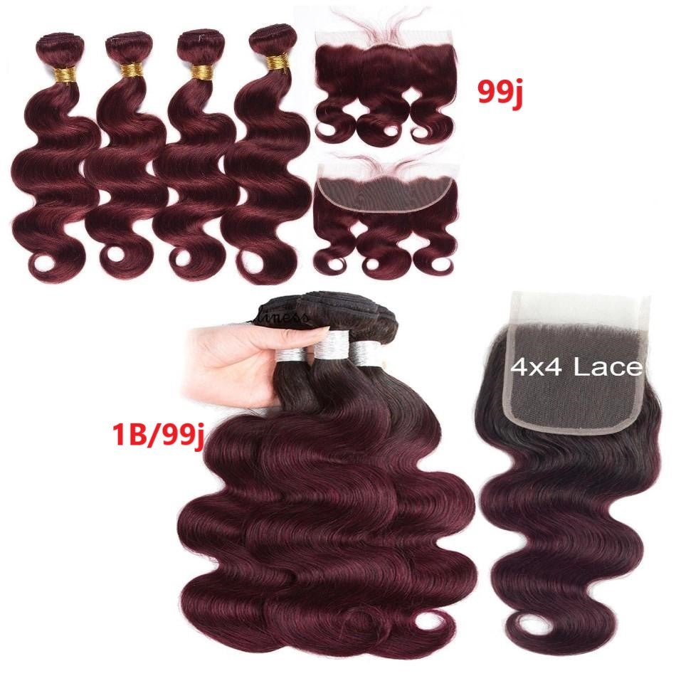 10A Grade 99J Body Wave 1B/99j BUNDLES with 4x4 CLOSURES & 13x4 FRO - Mein ShopCerise Alfie10A Grade 99J Body Wave 1B/99j BUNDLES with 4x4 CLOSURES & 13x4 FRO
