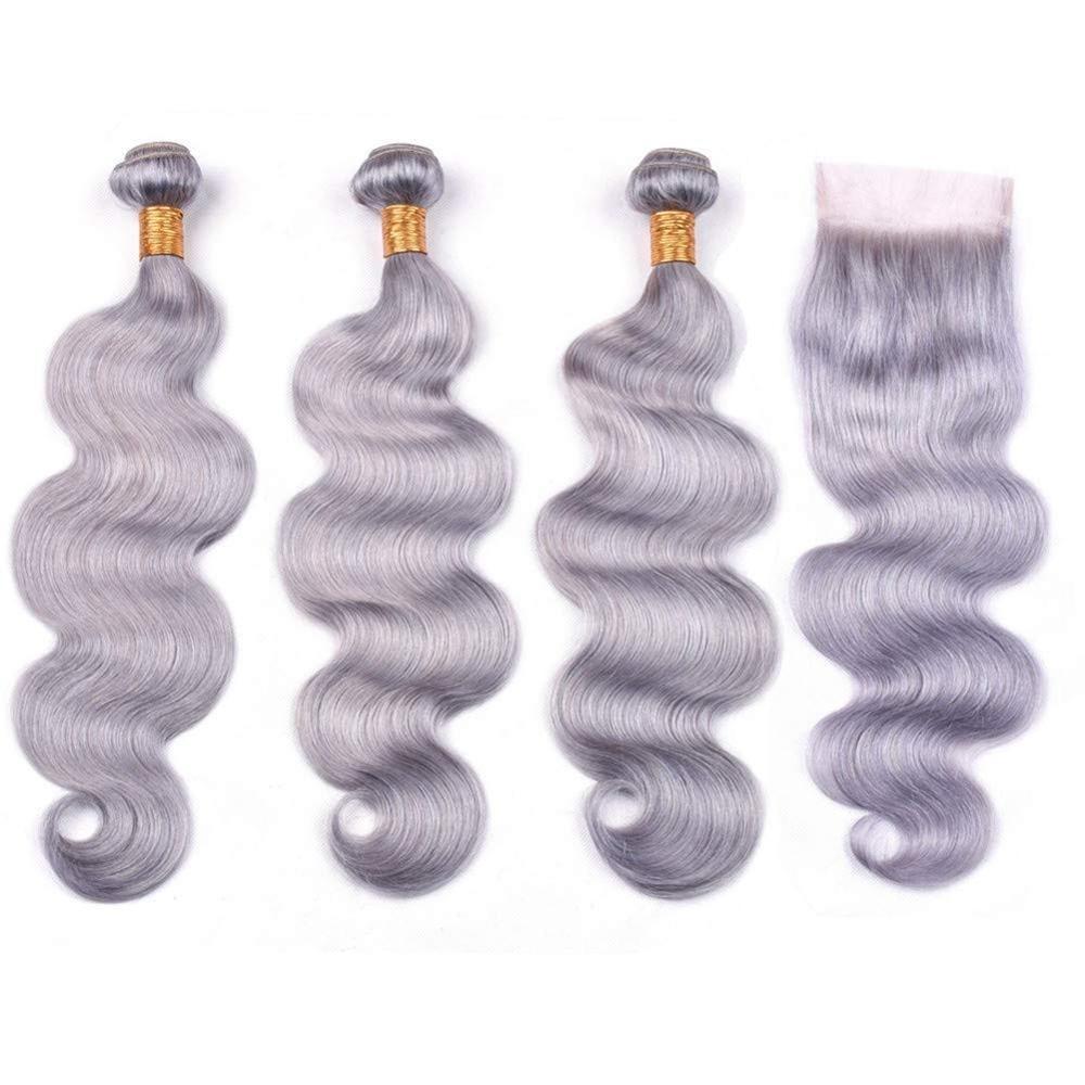 Gray 10A Grade Silver 1B/ Silver 3/4 Body Wave BUNDLES with CLOSURES - Mein ShopCerise AlfieGray 10A Grade Silver 1B/ Silver 3/4 Body Wave BUNDLES with CLOSURES